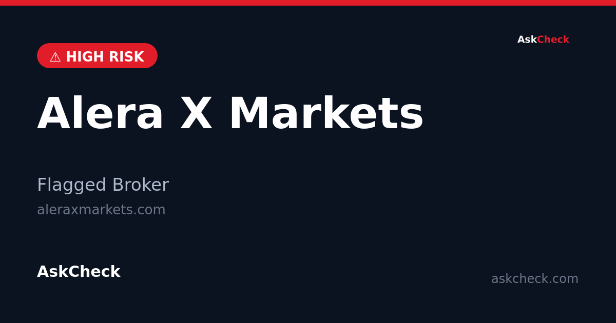 Alera X Markets (aleraxmarkets.com) — flagged broker warning