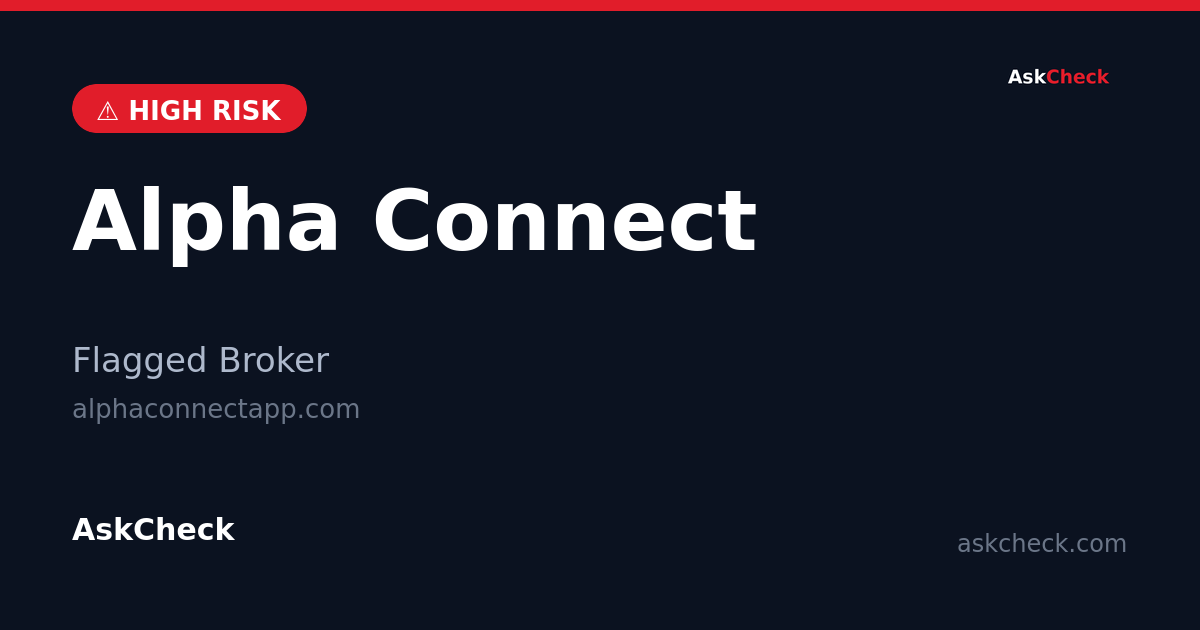 Alpha Connect (alphaconnectapp.com) — flagged broker warning