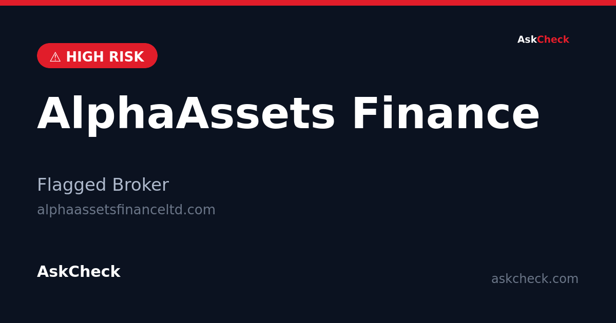 AlphaAssets Finance (alphaassetsfinanceltd.com) — flagged broker warning