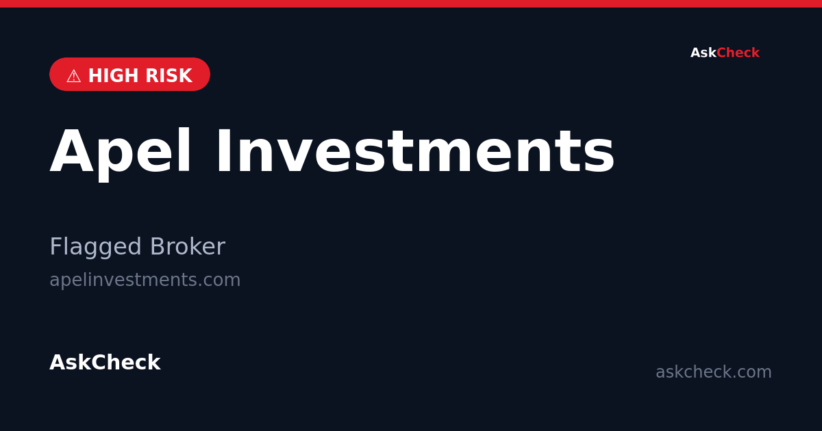 Apel Investments (apelinvestments.com) — flagged broker warning
