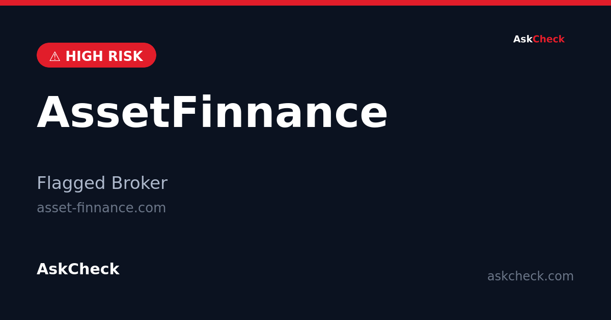 AssetFinnance (asset-finnance.com) — flagged broker warning