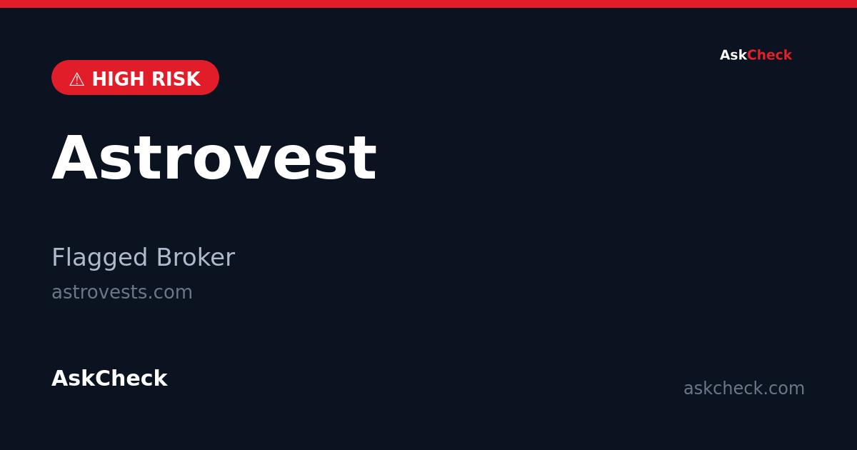 Astrovest (astrovests.com) — flagged broker warning
