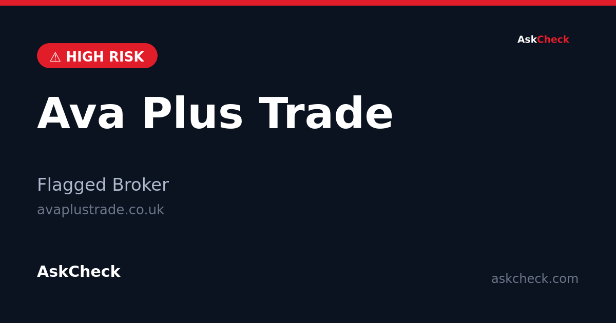 Ava Plus Trade (avaplustrade.co.uk) — flagged broker warning