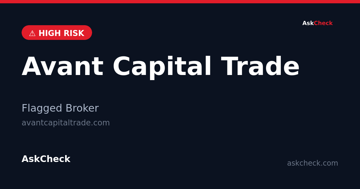 Avant Capital Trade (avantcapitaltrade.com) — flagged broker warning