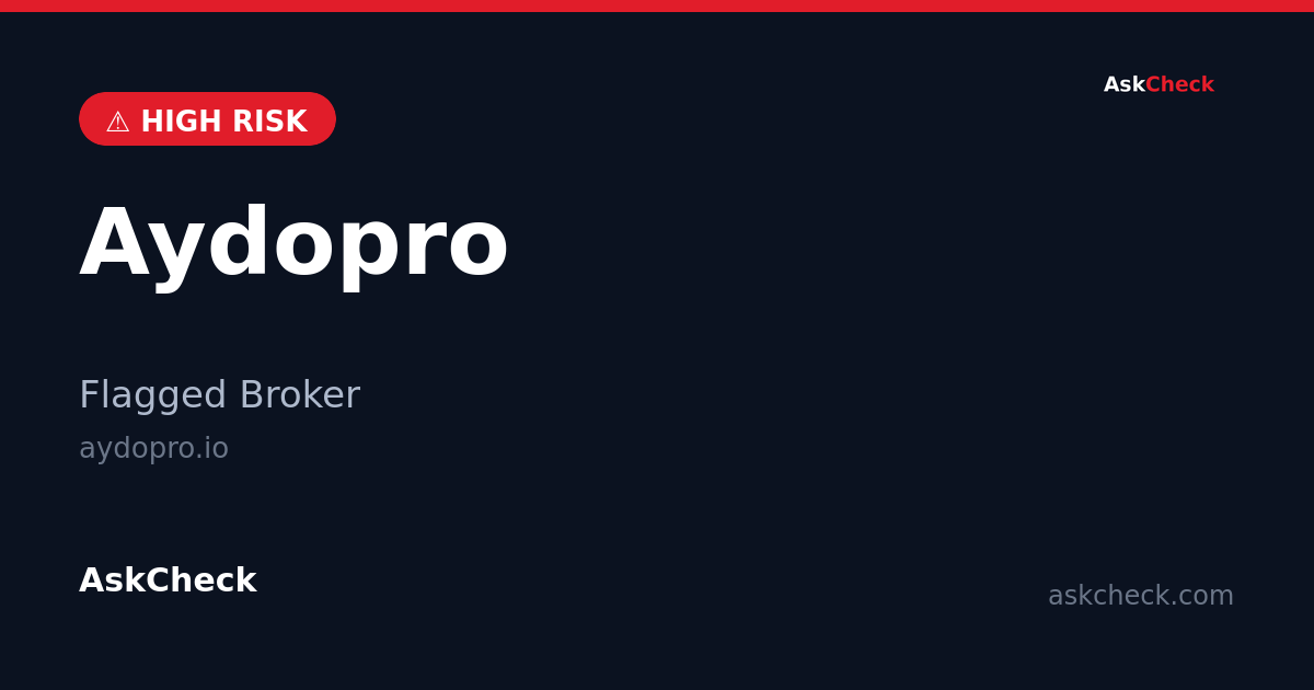 Aydopro (aydopro.io) — flagged broker warning