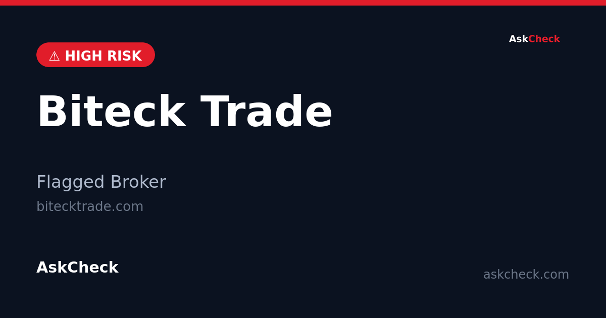 Biteck Trade (bitecktrade.com) — flagged broker warning
