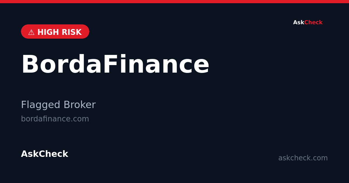 BordaFinance (bordafinance.com) — flagged broker warning