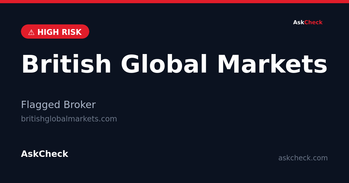 British Global Markets (britishglobalmarkets.com) — flagged broker warning