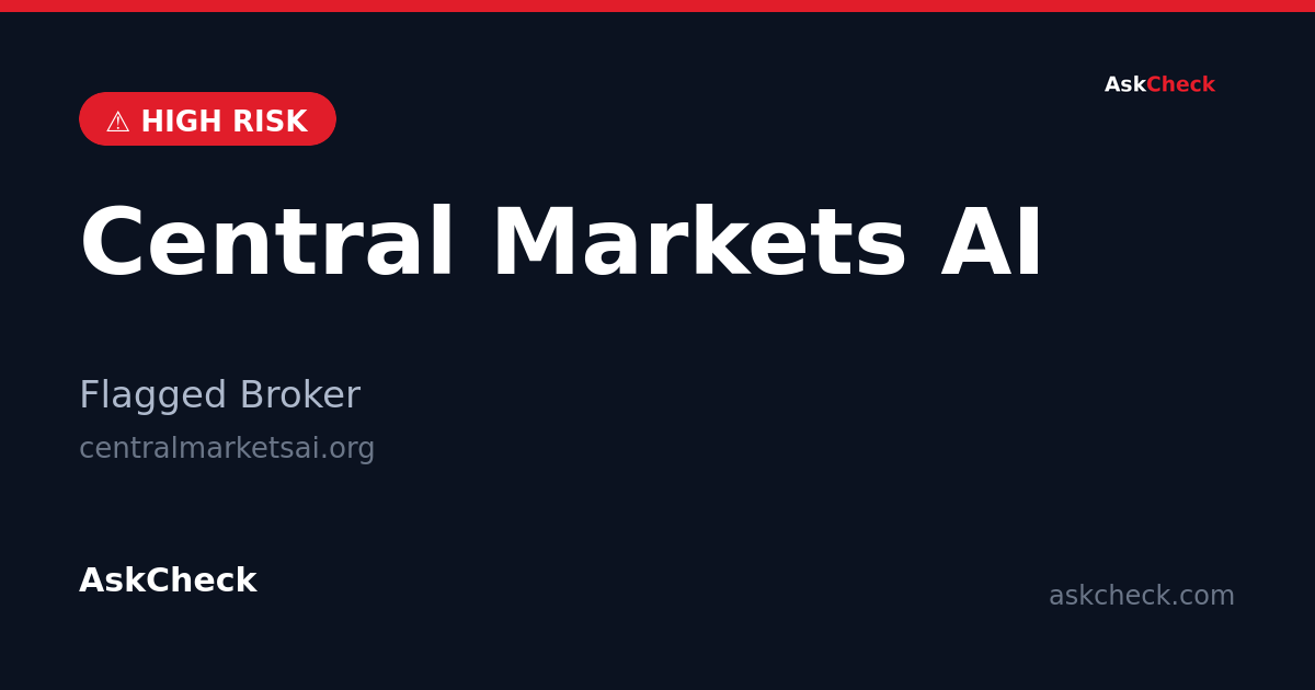 Central Markets AI (centralmarketsai.org) — flagged broker warning