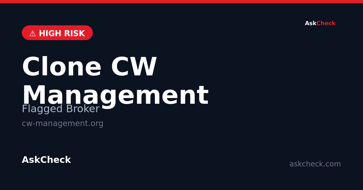 Clone CW Management (cw-management.org) — flagged broker warning