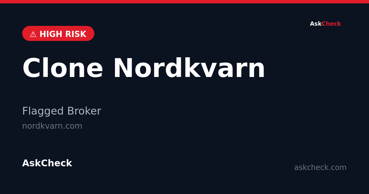 Clone Nordkvarn (nordkvarn.com) — flagged broker warning