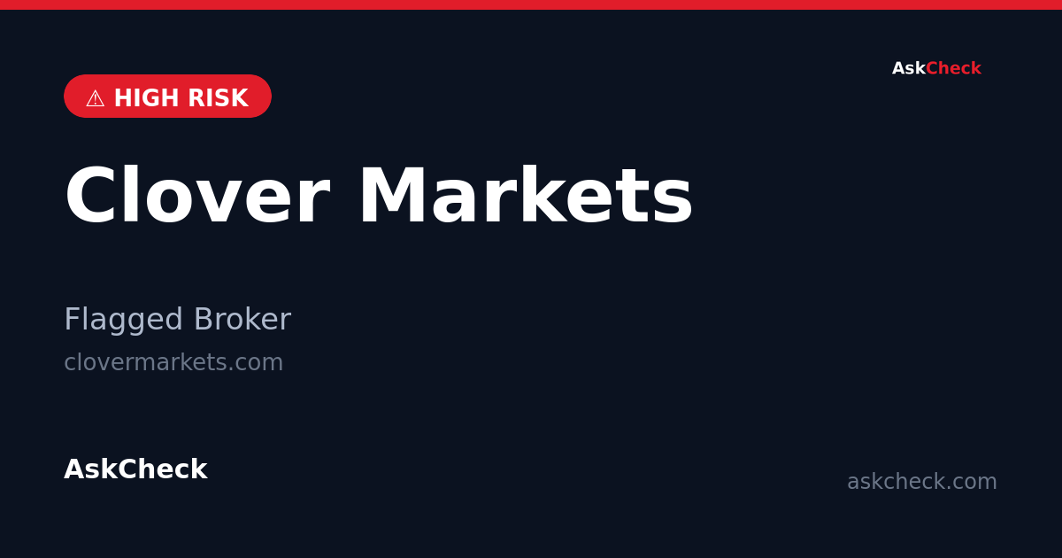 Clover Markets (clovermarkets.com) — flagged broker warning