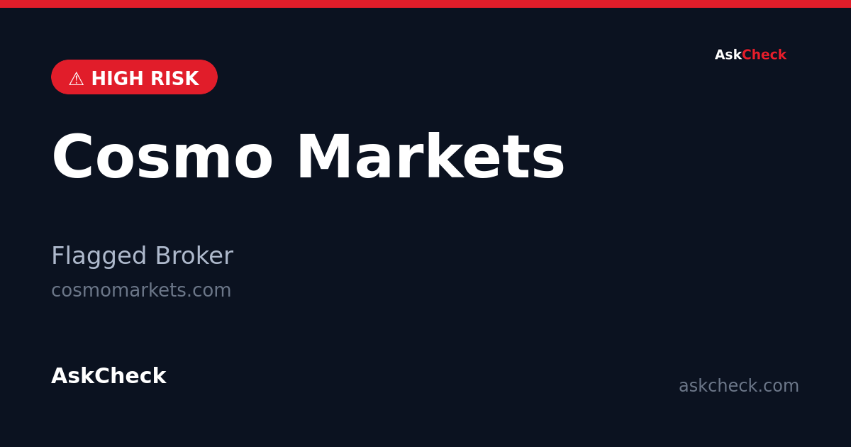 Cosmo Markets (cosmomarkets.com) — flagged broker warning
