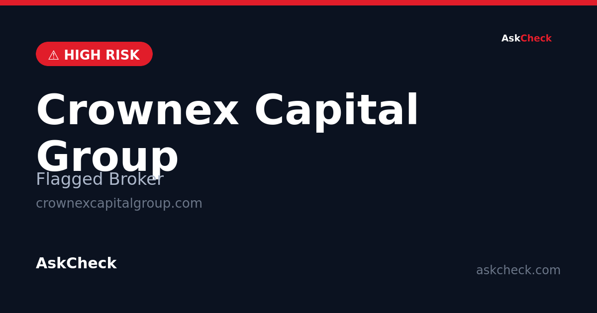 Crownex Capital Group (crownexcapitalgroup.com) — flagged broker warning