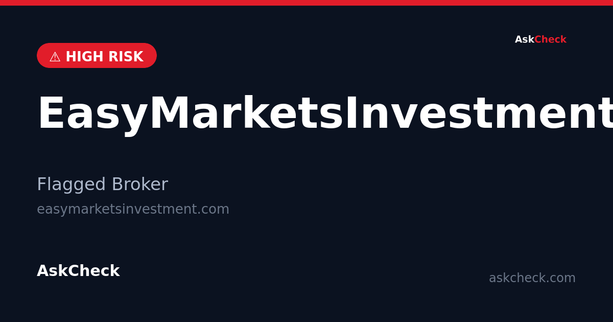 EasyMarketsInvestment (easymarketsinvestment.com) — flagged broker warning