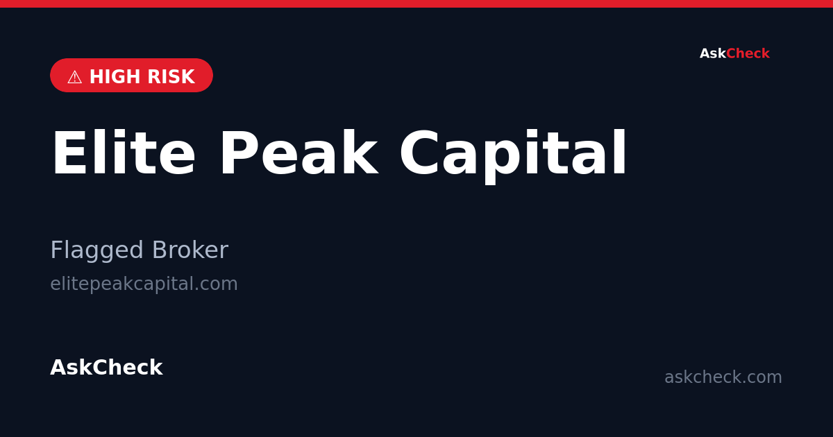 Elite Peak Capital (elitepeakcapital.com) — flagged broker warning
