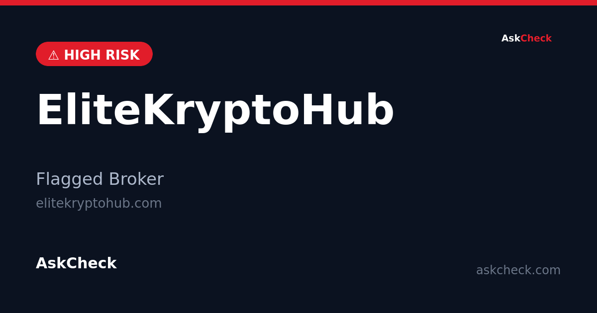 EliteKryptoHub (elitekryptohub.com) — flagged broker warning