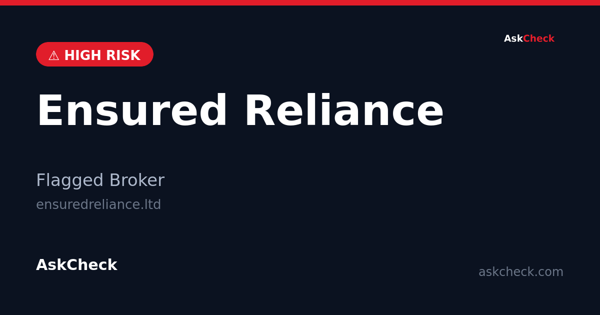 Ensured Reliance (ensuredreliance.ltd) — flagged broker warning